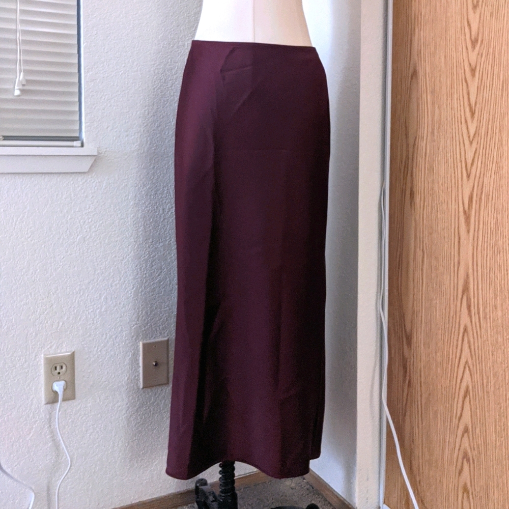 Elodie Maroon Midi Slip Skirt